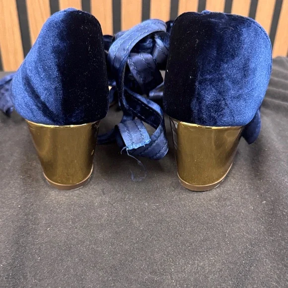 Chase + Chloe Royal Blue Velvet Heels - Picture 3 of 3